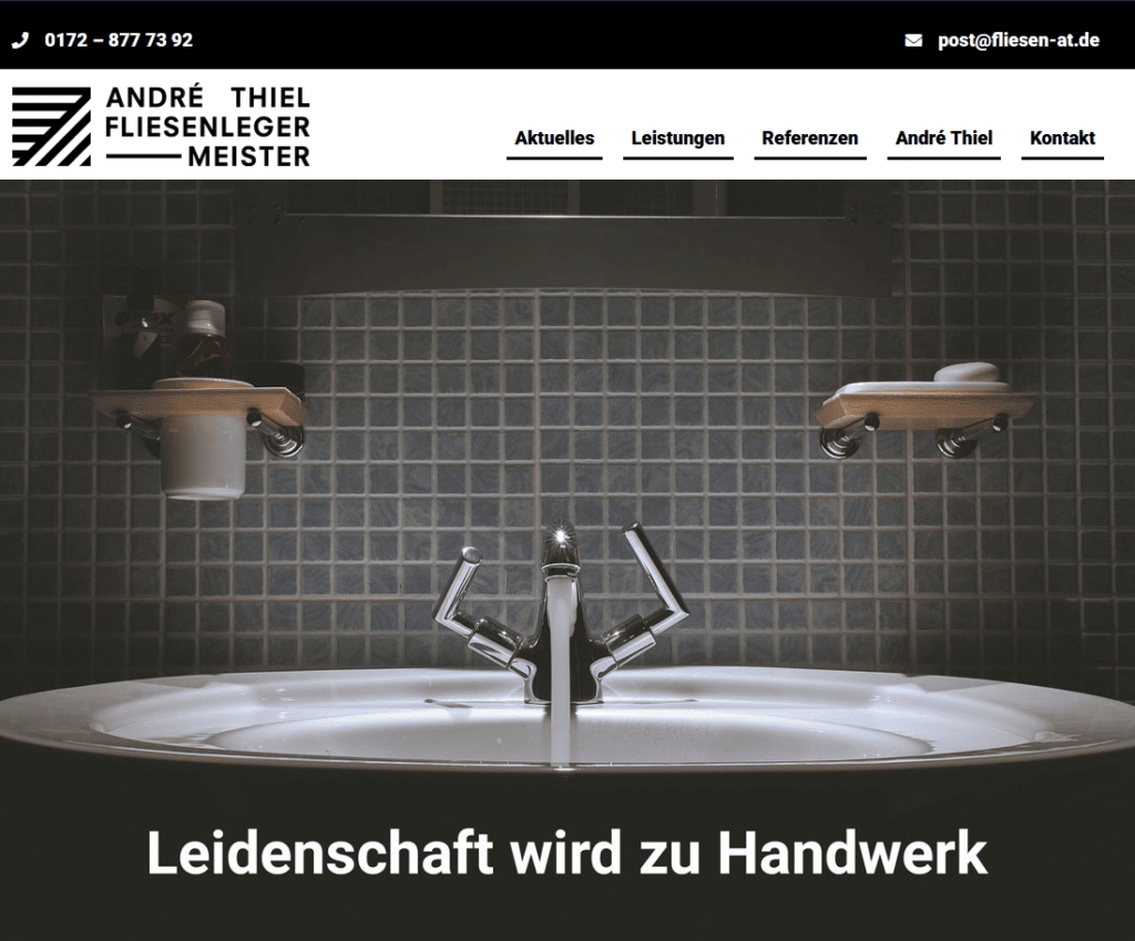 Bildausschnitt der Webseite André Thiel
– Fliesenlegermeister 